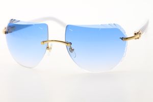 Venta al por mayor Gafas de sol sin montura 8200763 Gafas de tablón blanco Marca de alta calidad Gafas de sol Nuevo escudo Óptico Unisex C Decoración Accesorios de moda