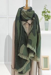 2020 Winter Leopard Print Cashmere Scarf Femmes Green Warm épais Wool Shâle pour femmes Écharbes et châles Ponchos et capes J4093089 J4093089