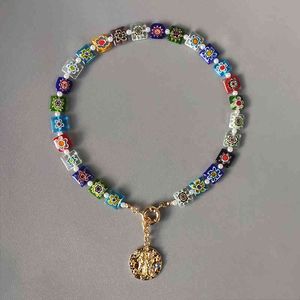 2020 hiver Millefiori perles collier femmes à la mode pendentif vêtements accessoires bohême tour de cou à breloque cadeau de noël bizuteria