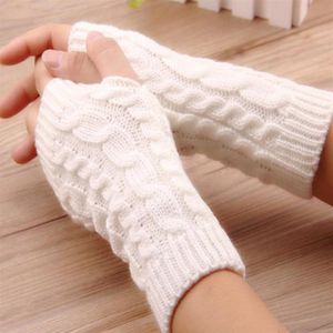 2020 Winter Unisex Women Fingerless Knitted Long Gloves Arm Warmer Wool Half Finger Mittens 12pairslot4228703250e