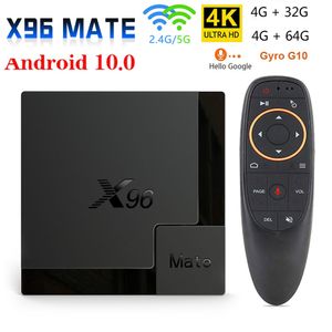 X96 Mate Smart TV Box Android 10 Allwinner H616 4GB 64GB 32GB 2.4G5G Wifi Bluetooth 4K HD Media Player Android10 TVBox avec G10 Voice