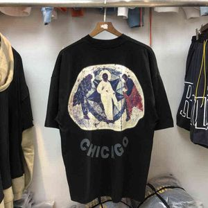 2020SS JESUS IS KING camiseta Jesús Mural estampado camisetas hombres mujeres Hip Hop camiseta espalda Chicago carta alta calidad algodón Tops