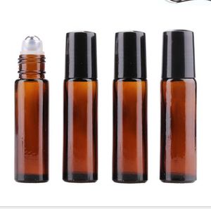 2021 10 ml (1/3 oz d'épaisseur en verre AMBRE Roll On Bottle Huile essentielle Bouteille de parfum d'aromathérapie vide + Roller Ball en métal PAR DHL FAST SHIP