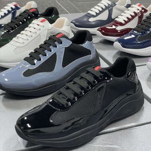 America Cup Baskets Designer Chaussures En Cuir Verni Hommes Chaussures Mesh Nylon Runner Formateurs Vert Jaune Chaussures De Sport En Plein Air Avec Boîte NO53