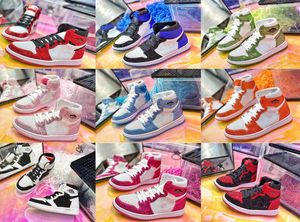 2021 Authentique 1 High OG Diamond Chaussures Chicago Mid Low Noir Rouge Rose Gris Hyper Roral UNC Bleu Orange Vert Extérieur Hommes Femmes Baskets Sports avec boîte d'origine