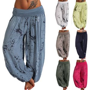 2021 pantalones casuales para hombres y mujeres pantalones tailandeses Hippy Baggy Boho suelto Aladdin Boho Festival Hippy Smock pantalones de cintura alta X0723