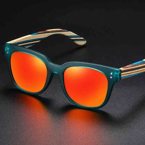 2021 Cool Summer Occhiali da sole in legno naturale fatti a mano da uomo Dark Women Brand Design Original Colour Glasses Oculo