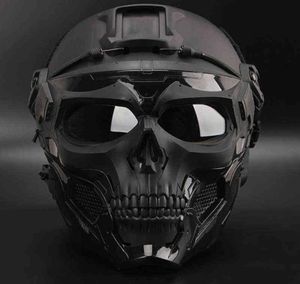 2021 CS Adaptateur d'équipement tactique sur le terrain Casque de jeu de paintball TACTEACl Airsoft Skull Squelette Masque Full Face Casque W29393297