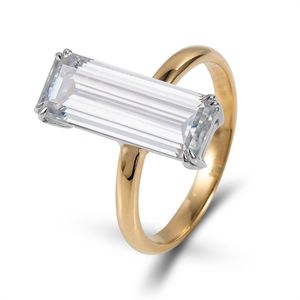 Bague longue en diamant vert, taille émeraude, bijoux entiers en or 14 carats, bagues de fiançailles de mariage, 2021