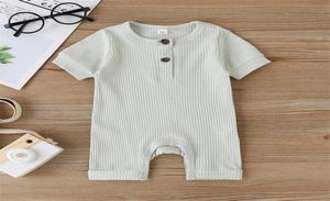 2021 Designers Vêtements Enfants 2020 Couleurs entières Summer Ruffles Body pour bébé bébé fille garçon à manches courtes en coton côtelé Romper217138448