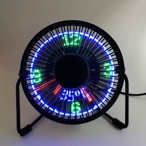 Ventilateur de bureau électrique avec affichage de la température et de l'horloge, avec cadre en métal, alimenté par USB, flash LED, ventilateurs de refroidissement personnels, 2021