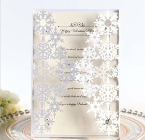 2021 elegante marfil Shimmy copo de nieve troquelado invitaciones de boda con cinturón cumpleaños aniversario fiesta invita con impresión gratuita