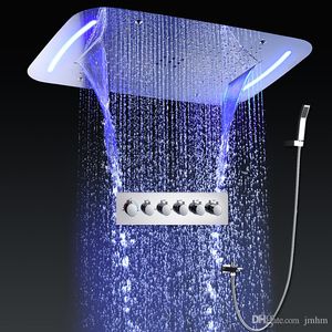 Europa Design Top baño 710x430mm lluvia cascada función múltiple Techo empotrado grifos led settermostático baño ducha set