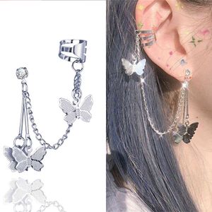 2021 Fashion Butterfly Clip Boucles d'oreilles Crochet d'oreille en acier inoxydable Oreille d'oreilles doubles boucles d'oreilles percées boucles d'oreilles femmes filles bijoux