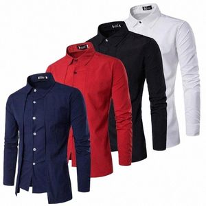 2021 Fi Shirts for Men Automn LG Sleeve Reprod Down Collar Camisas Hombre White Tops Formal Vêtements Black Busin E4MV #