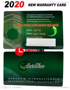 2021 Green No Boxes Carte de garantie Rollie NFC sur mesure avec couronne anti-falsification et étiquette fluorescente Cadeau Même étiquette de série Super Edition 126610 126710 Swisstime B2