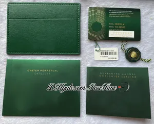 2022 Green No Boxes Carte de garantie Rollie NFC sur mesure avec couronne anti-falsification et étiquette fluorescente Cadeau Même étiquette de série Manuel Ensemble 126610 Puretime B2