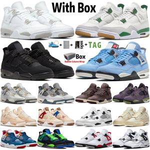 Avec la boîte factory_footwear Jumpman 4 Chaussures de basket-ball pour hommes Femmes 4s Pine Green University Blue Black Cat White Oreo Red Cement Sail Bred Baskets pour hommes Baskets de sport