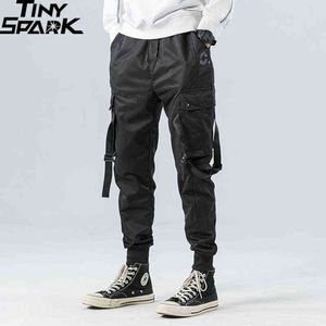 2021 Hip Hop Cargo Pants Poches Hommes Streetwear Harajuku Joggers Pantalon HipHop Swag Ribbion Sarouel Mode Pantalon Décontracté H1223