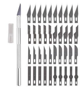 2021 HW366 Couteau de scalpel en métal antidérapant Kit d'outils Cutter Gravure Couteaux artisanaux 40pcs Lames Téléphone portable PCB DIY Réparation Main To3081032
