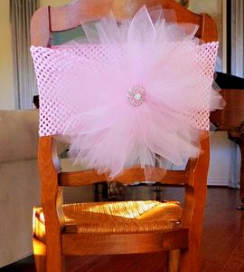 2021 en Stock différentes couleurs chaise de mariage couvre élégant 3D fleur Tulle cristal chaises ceintures décorations jupes ZJ017