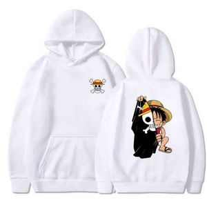 2021 Janpanese Anime One Piece Luffy Graphic Hoodie Kids Anime Sudadera de gran tamaño Hip Hop Harajuku One Piece Hoodies Y211118