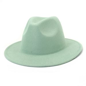 2021 Jazz Fedoras Chapeaux pour femmes hommes enfants enfants couleur unie grand bord robe formelle mariage femme chapeau noir blanc vert casquette classique