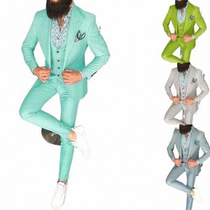 2021 Dernier costume de mariage turquoise pour hommes Ensemble Slim Fit Prom Groom Dr Tuxedo Orange Blazer Meilleur Homme Veste Gilet Pantalon 3 Pièces 399s #