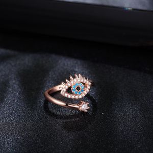 Anillo de ojo malvado azul turco de la suerte 2021, anillos de boda de dedo ajustables abiertos para mujeres, joyería de moda al por mayor
