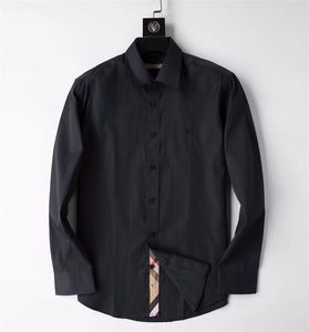 2021 Diseñadores de lujo Camisa de vestir Ropa de hombre Sociedad de la moda Hombres negros Color sólido Negocios Casual Hombres Manga larga M-3XL # 08
