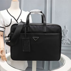 Black Nylon Briefcase for Men, High Quality Laptop Bag, Large Capacity, Retro Fashion Office Handbag