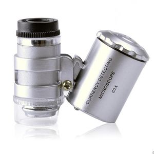 2021 loupe de microscope Mini 60x détection de monnaie portable avec lumière LED et UV et boîte de vente au détail de couleur