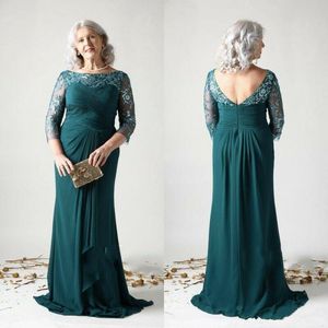 2021 Mère de la mariée robes de soirée de mariage dentelle vert foncé en mousseline de soie robe d'invité de mariage sur mesure mère de la mariée robes de bal