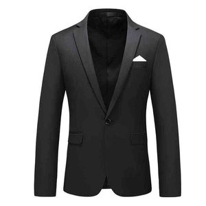 2021 Nuevos hombres Blazer Abrigos Casual Business Blazer Chaqueta Moda para hombre Formal Blazers de boda Tallas grandes M-6XL Sólido Blanco Negro Y1122