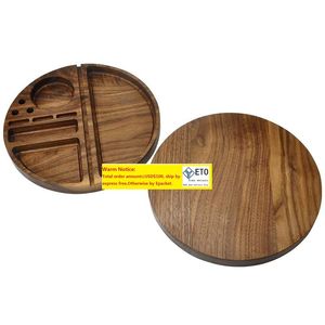 2021 nouveau plateau à rouler en bois naturel de forme ronde accessoires pour fumeurs avec diamètre de rainure 218 MM plateaux à tabac FAST SHIP