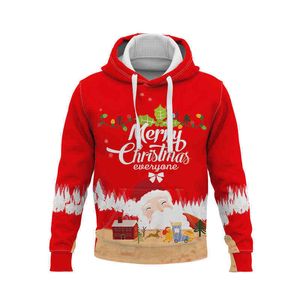 2021 New Street Casual Navidad Hombres y suéter de mujer Moda Impresión 3D Sudadera con capucha Y1120