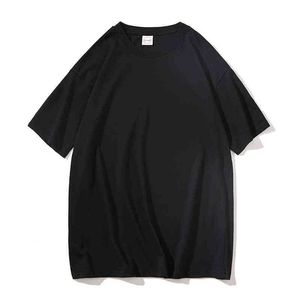 2021 Nueva camiseta de verano Colores sólidos sueltos para hombre Harajuku Diseño de moda 100% algodón Manga corta O-cuello Camisetas S-3XL G220512