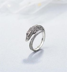 2021 New Vintge Neogothic Crocodile Lligtor Long Til Ancho Surfce Double Lyer Ring Niml Prty Women Jewelry34566584131839