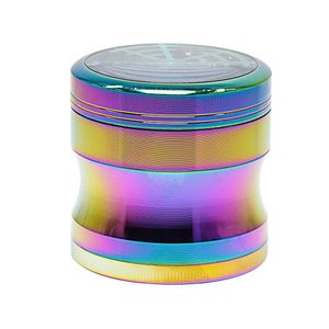 2021 Rainbow Color Dia 63 mm Transparent Top Cud Courve Grinde Routeaux Herbe Dry Vaporisateur Herbe Spice Crushers Metal Grinder 4 couches