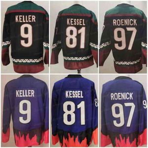 2021 Reverse Retro Purple 9 Clayton Keller 81 Chandails de hockey Phil Kessel Vintage 97 Jeremy Roenick Phoenix Alternate Classic Black Chemises cousues pour hommes