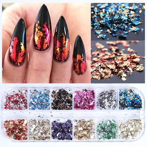 2021 brillant feuille ongles paillettes irrégulière aluminium or rouge été Design ensemble ongles paillettes flocons Gel bricolage manucure accessoires