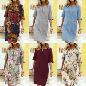 2024 été imprimé fleuri bohème robe d'été ZANZEA Vintage coton lin fête robe courte femmes décontracté à manches courtes robes 7