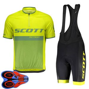 2021 Summer Scott Team Mens Cycling Jersey Costume à manches courtes Chemise de vélo Pantalons à bretelles Ensembles de vêtements de course respirants à séchage rapide Taille XXS-6XL Y21041042