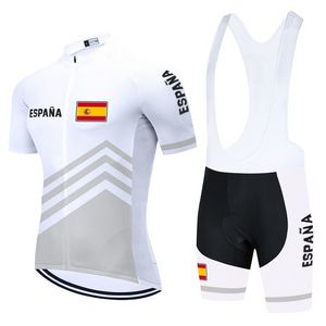 2021 équipe espagne cyclisme Jersey bavoir ensemble blanc vélo vêtements séchage rapide vélo vêtements porter hommes court Maillot Culotte costume