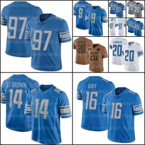 Amon-Ra St Brown Jahmyr Gibbs Football Jersey Hendon Hooker Barry Sanders Jameson Williams Sam LaPorta Brian Branch Malcolm Rodríguez Jared Goff David Montgomery