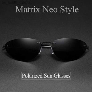 2021 The Matrix Agent Smith Style Lunettes de soleil polarisées Rivets Men Driving titane Neo Style polygone Lunettes de soleil pour hommes L230523