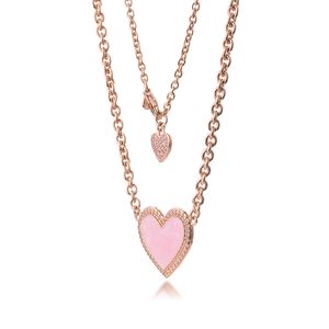 2021 Día de San Valentín Pink Swirl Heart Collier COLLAR COLGANTE 925 joyería de plata esterlina collar para mujer moda elegante AA220304