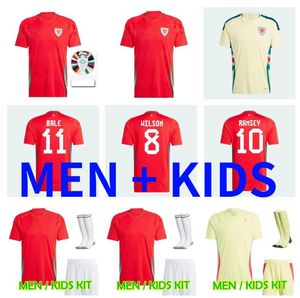 2024 2025 BALE Wales Soccer Jerseys Wilson Allen Ramsey 24 25 Coupe de l'équipe nationale du monde Rodon Vokes Home Football Shirt Hommes Enfants Kits Uniformes Fans Version Joueur