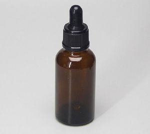 2021 botellas de jugo electrónico al por mayor 360 unids/lote botella de vidrio ámbar de 30ml con cuentagotas a prueba de manipulaciones, botella de aceite esencial de vidrio marrón de 30cc