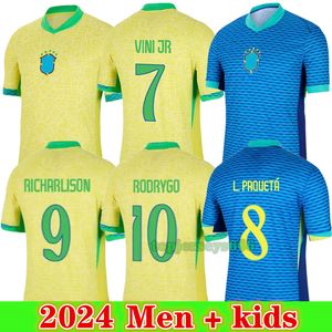 Nueva 2024 camiseta brasilS VINI JR camiseta de fútbol Home Away Hombres y niños 24 25 camisetas futbol brazilS RICHARLISON jersey